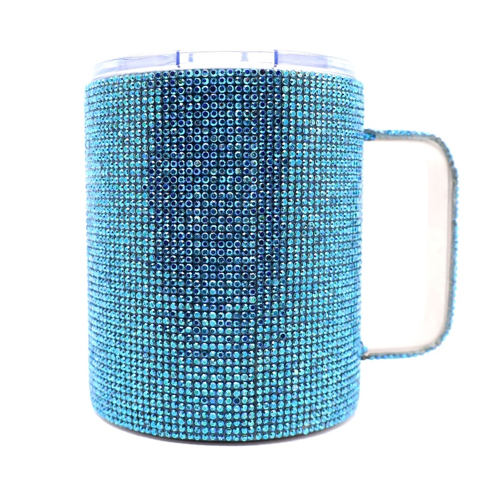 Blue Rhinestone Bling Tumbler with Handle